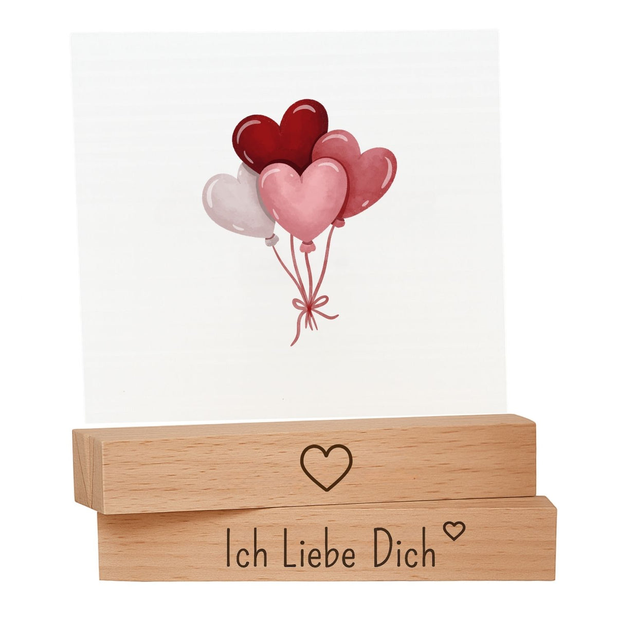 Kartenhalter Holz mit Gravur - Ich Liebe Dich - 2er Set