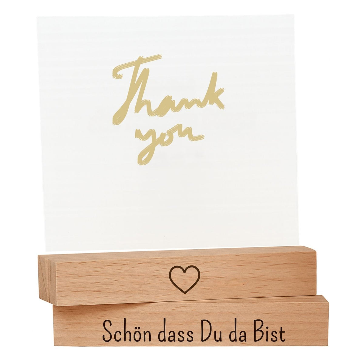 Kartenhalter Holz mit Gravur - Schön Dass du da Bist - 2er Set