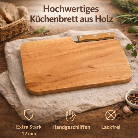 Brotzeitbrett mit Messer - Vesperbrett - Schneidebrett aus Holz - DwieDeko
