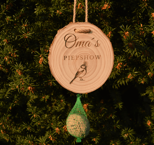 DwieDeko Geburtstagsgeschenk für Oma – Origineller Meisenknödelhalter „Omas Piepshow“