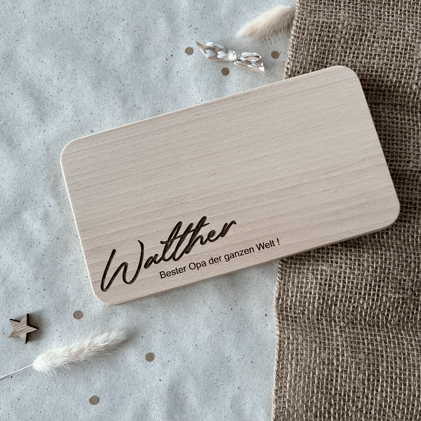 DwieDeko Frühstücksbrett mit Gravur – Geschenk für Opa personalisiert – Bester Opa der Welt