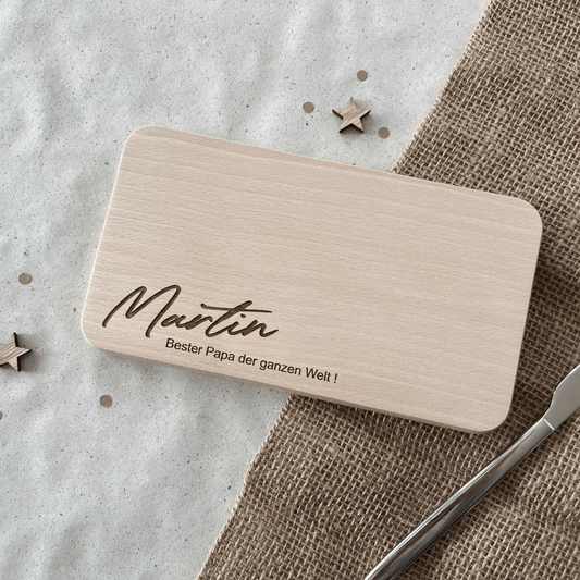 DwieDeko Frühstücksbrett personalisiert – Geschenk für Papa mit Gravur – Bester Papa der Welt