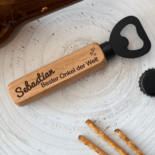 DwieDeko Geschenk Onkel - Personalisierter Flaschenöffner mit Namen und Gravur