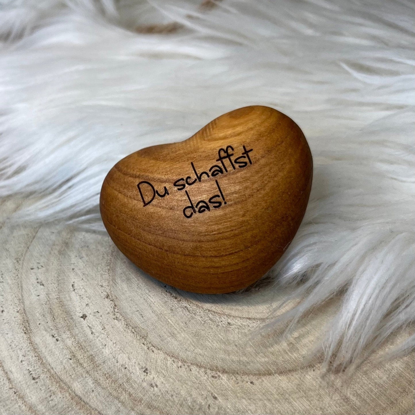 DwieDeko Handschmeichler Herz Holz 'Du schaffst das' – Mutmacher Geschenk zur Prüfung oder Krankheit