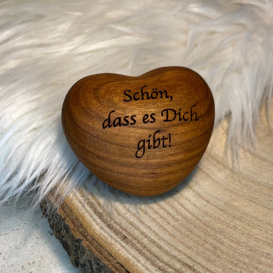 DwieDeko Holz Herz-Handschmeichler 'Schön, dass es dich gibt' – persönliches Geschenk