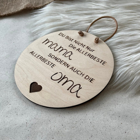 DwieDeko Holzschild - Allerbeste Mama, allerbeste Oma
