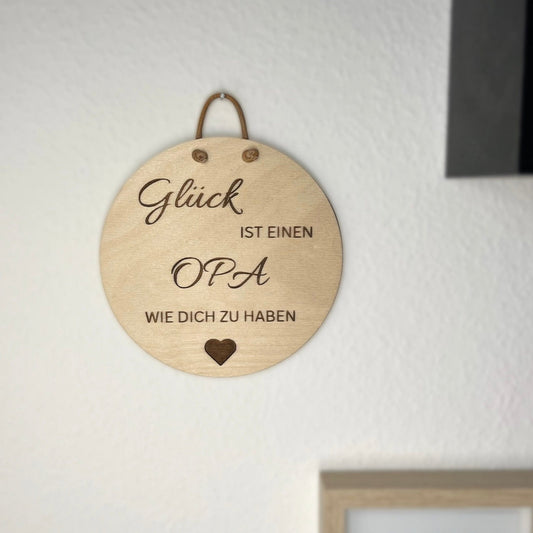 DwieDeko Holzschild - Glück ist einen Opa wie dich zu haben