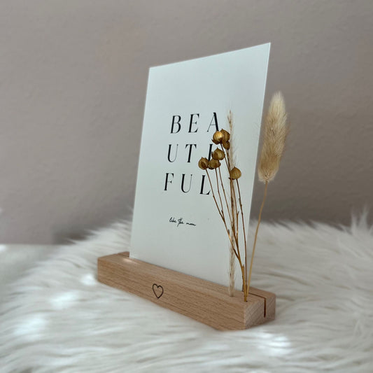 DwieDeko Karten- und Trockenblumenständer 15cm mit Herz im 2er Set