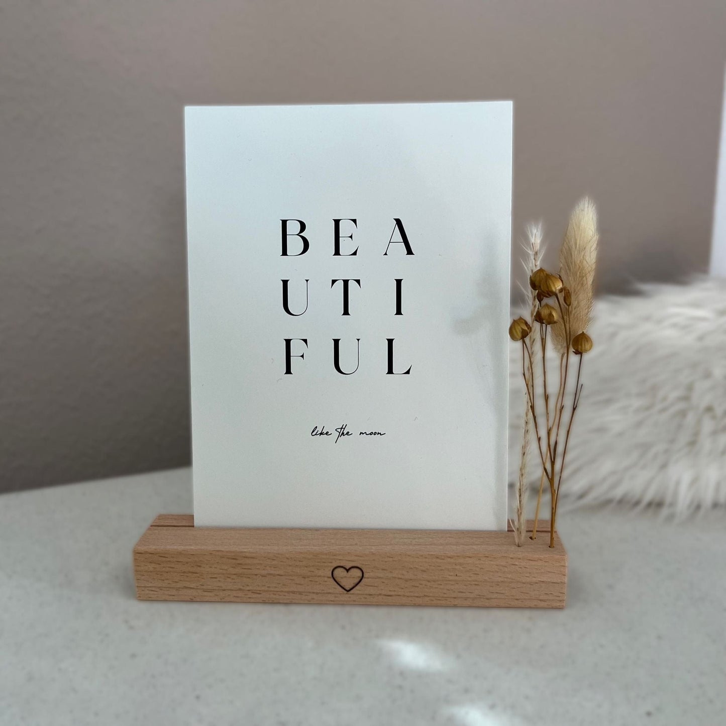 DwieDeko Karten- und Trockenblumenständer 15cm mit Herz im 2er Set