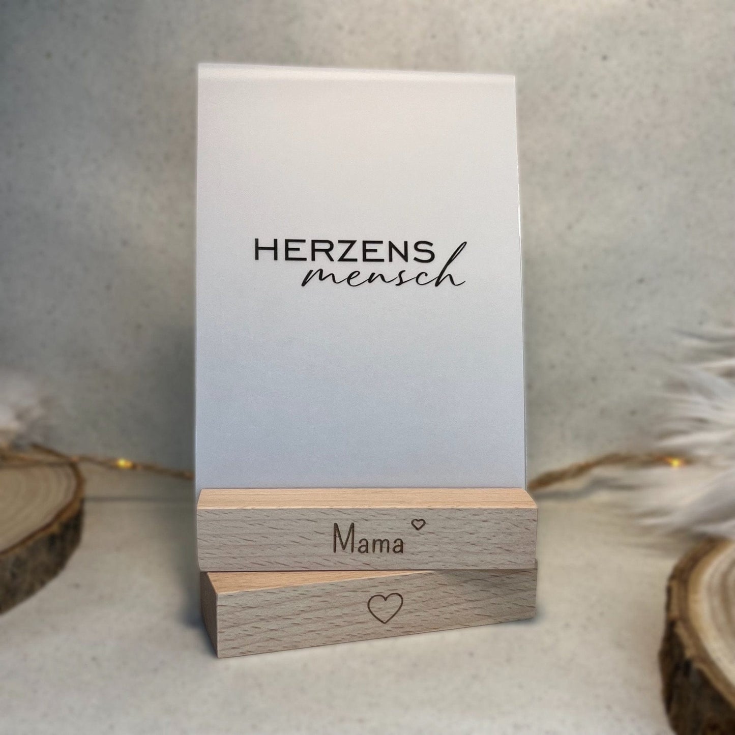 DwieDeko Kartenhalter Mama – 2er Set Holz Fotohalter für Muttertag, Geschenk & Tischdeko