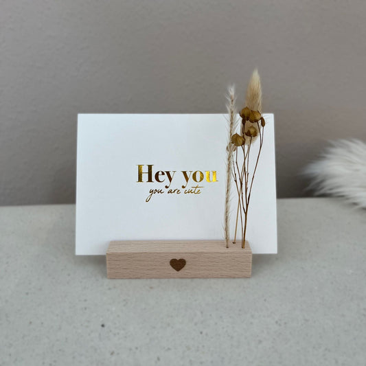 DwieDeko Kartenhalter und Trockenblumenständer 10cm mit Herz im 2er Set