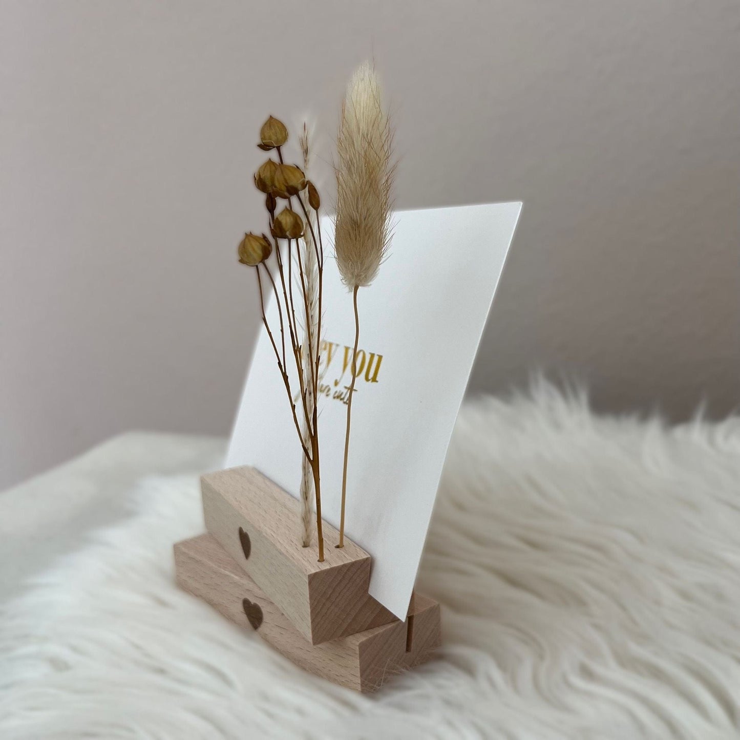 DwieDeko Kartenhalter und Trockenblumenständer 10cm mit Herz im 2er Set