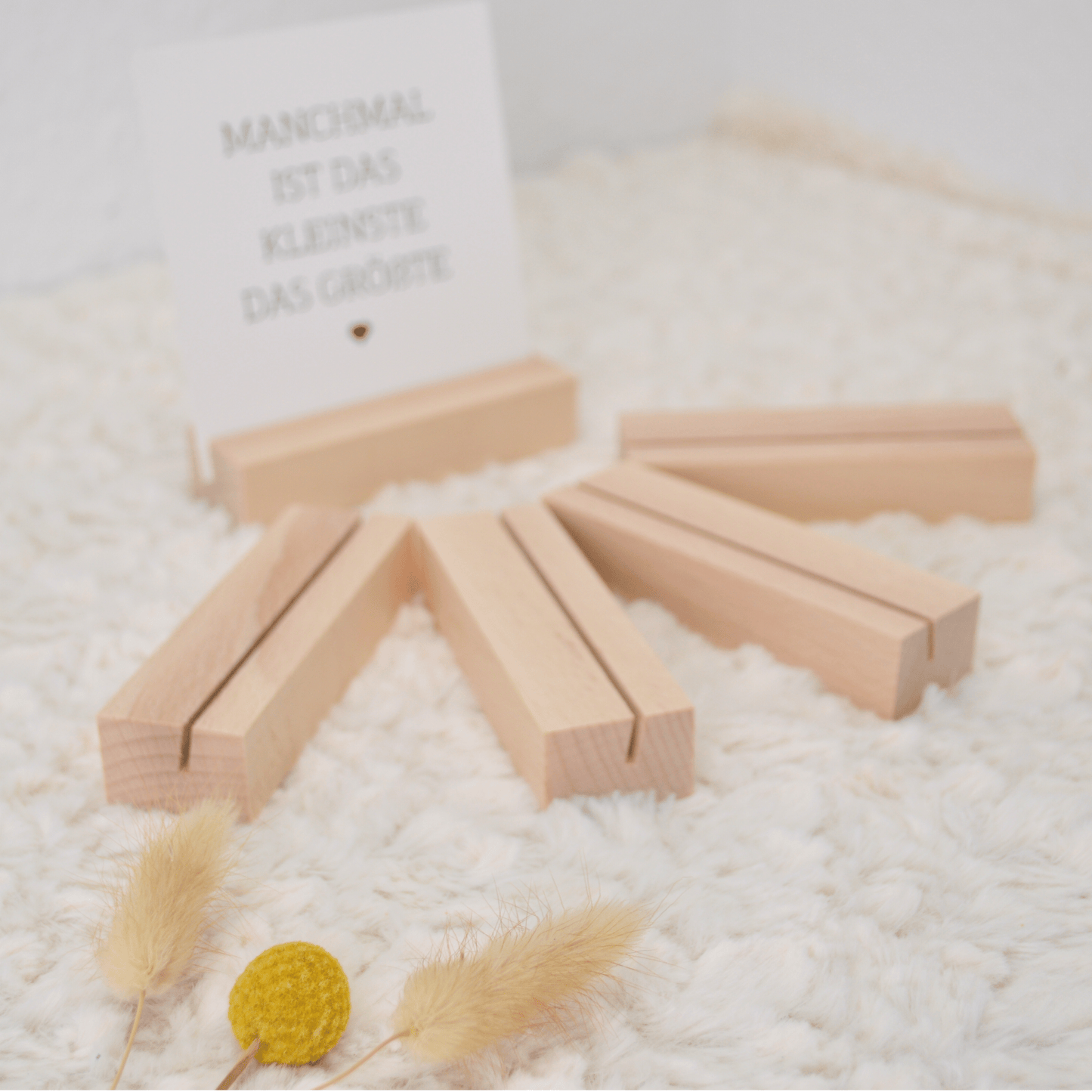 DwieDeko Menükartenhalter Holz Blanko – 5er Set Kartenhalter für Hochzeit, Buffet & Tischdeko Taufe