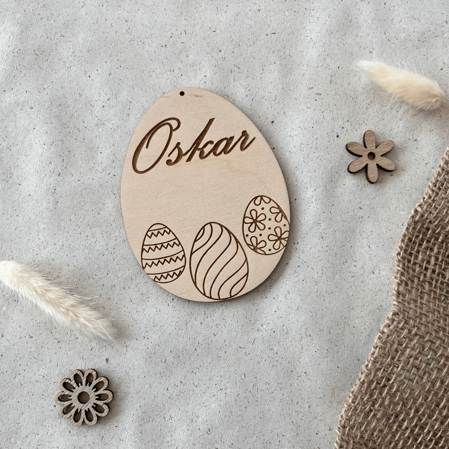 DwieDeko Osterdekoration aus Holz personalisiert - 3 Ostereier