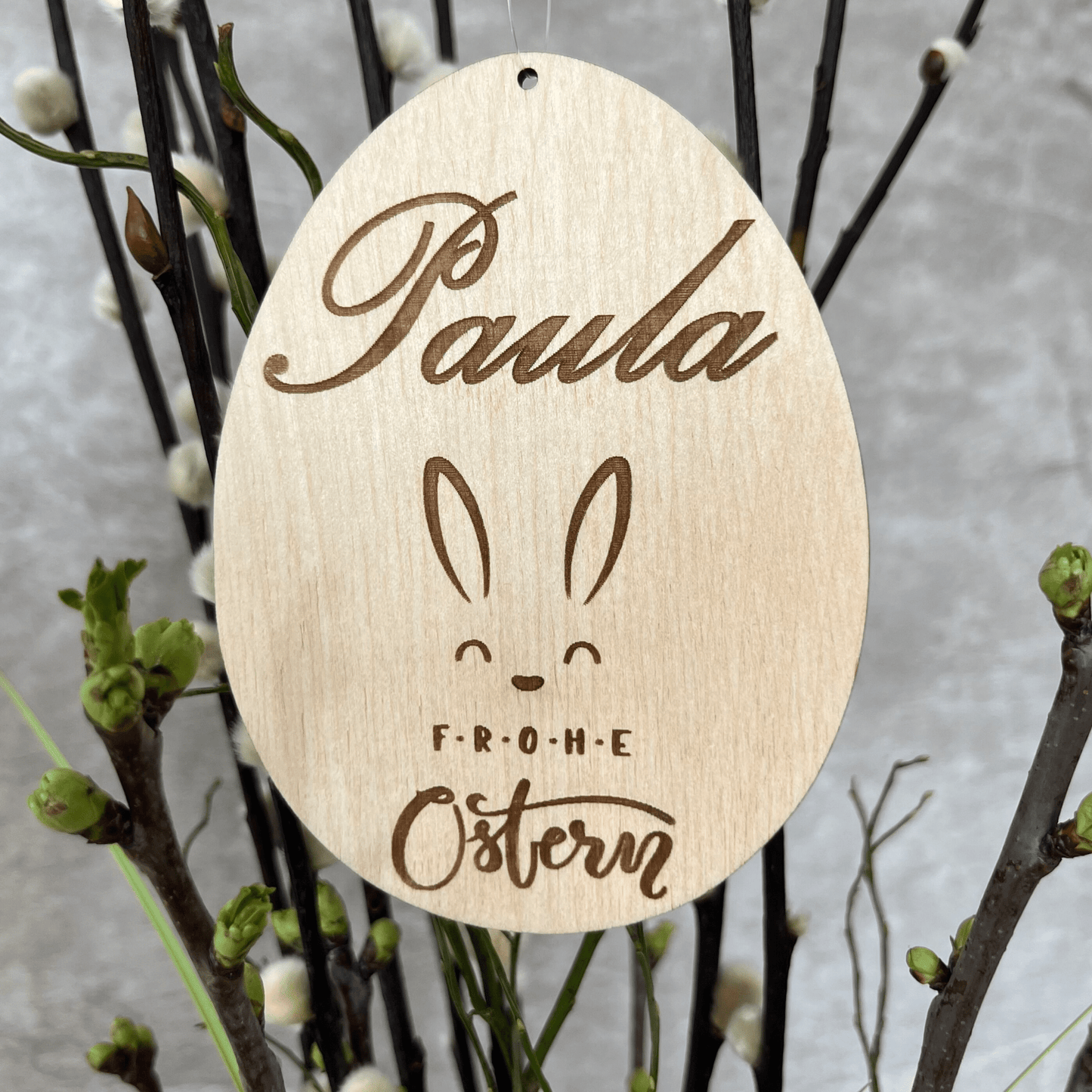 DwieDeko Osterdekoration aus Holz personalisiert - Frohe Ostern