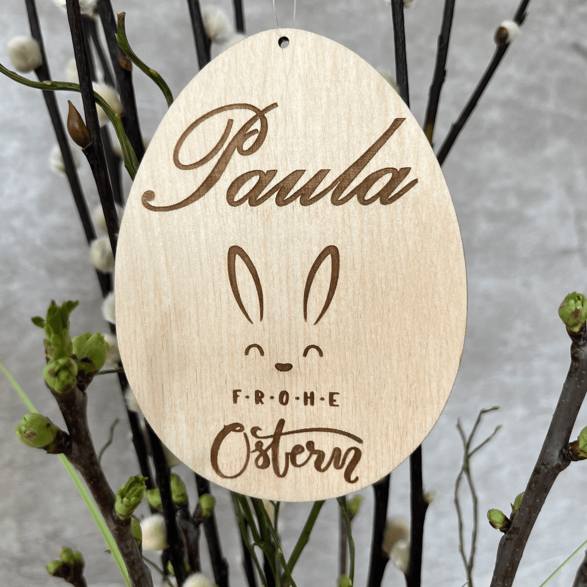 DwieDeko Osterdekoration aus Holz personalisiert - Frohe Ostern
