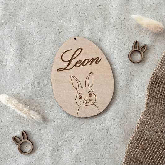 DwieDeko Osterdekoration aus Holz personalisiert - Hase