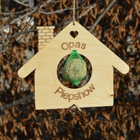 DwieDeko Personalisierbares Opa-Geschenk – Vogel-Futterstation „Haus Opas Piepshow“