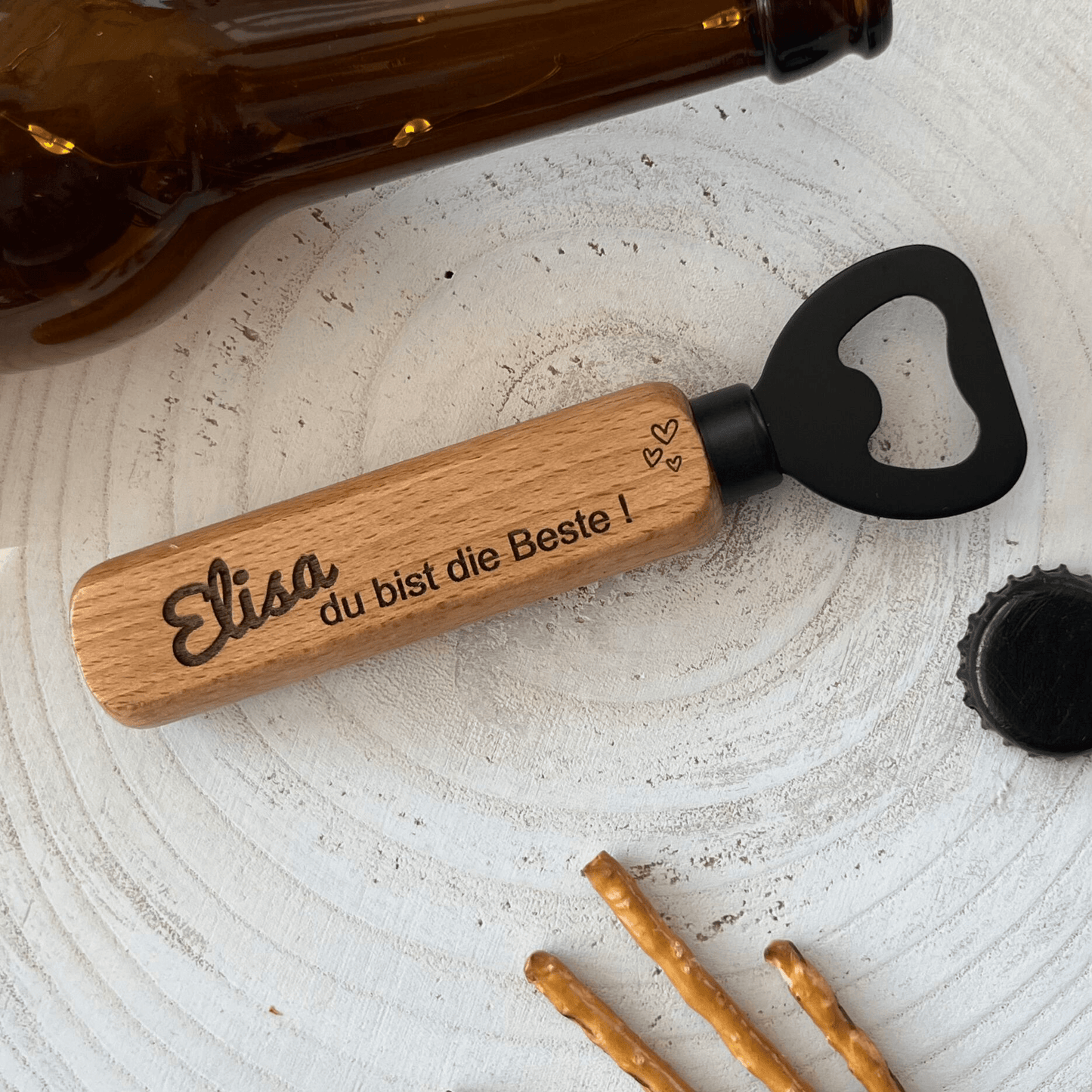 Flaschenöffner Geschenk personalisiert - Du bist die Beste ! - DwieDeko