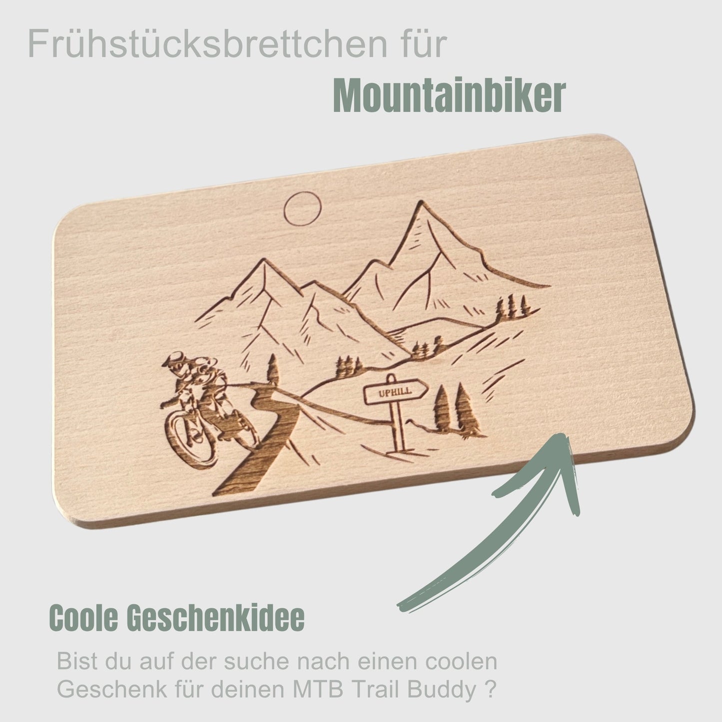 Frühstücksbrett aus Holz – Geschenkidee für Mountainbiker - DwieDeko