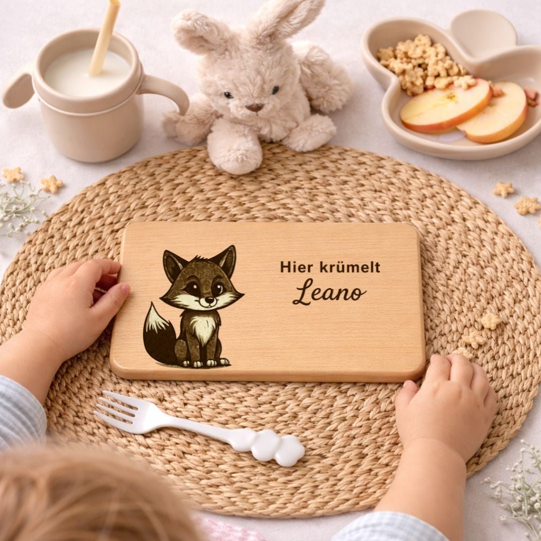 Frühstücksbrett personalisiert für Kinder - Süßer Fuchs - DwieDeko