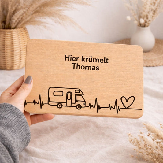 Frühstücksbrettchen "Wohnmobil mit Pulsschlag" – Lustiges Geschenk für Camper & Camping Zubehör - DwieDeko