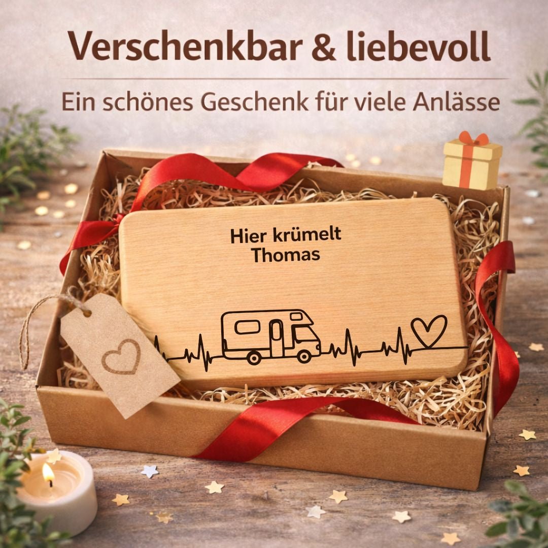 Frühstücksbrettchen "Wohnmobil mit Pulsschlag" – Lustiges Geschenk für Camper & Camping Zubehör - DwieDeko