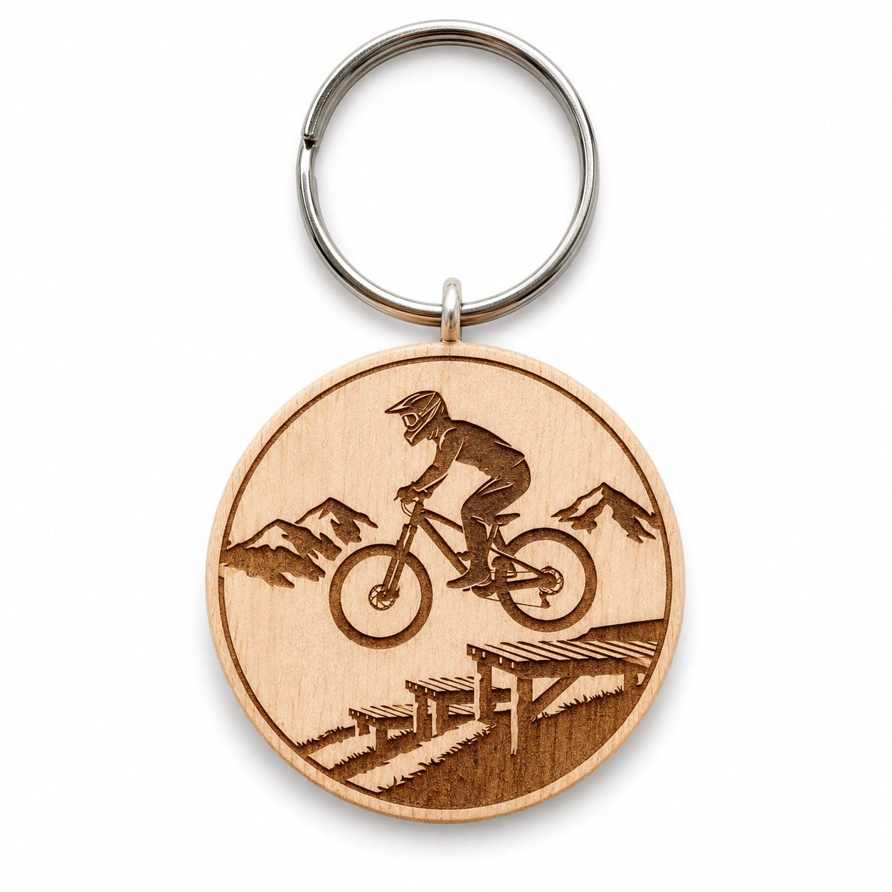 Mountainbike Schlüsselanhänger aus Holz