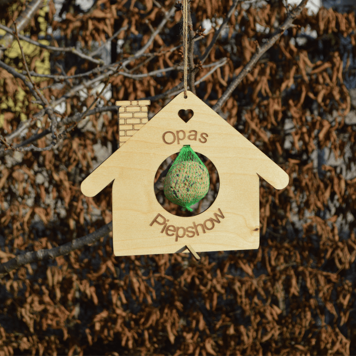 Personalisierbares Opa - Geschenk – Vogel - Futterstation „Haus Opas Piepshow“ - DwieDeko