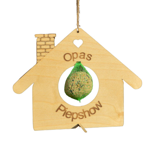 Personalisierbares Opa - Geschenk – Vogel - Futterstation „Haus Opas Piepshow“ - DwieDeko