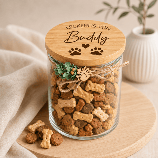 Personalisiertes Leckerli Glas - Futteraufbewahrung Hunde luftdicht - DwieDeko