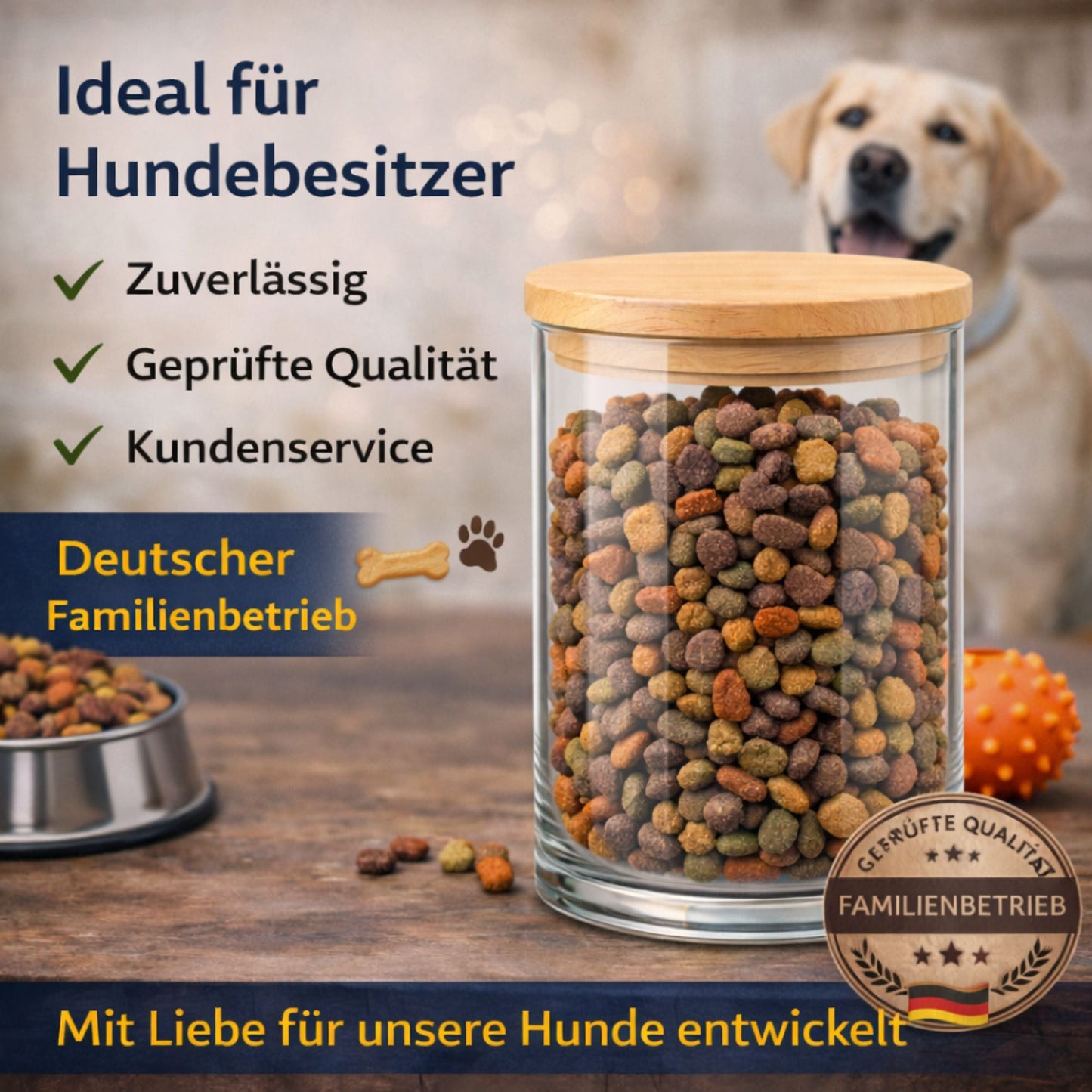Personalisiertes Leckerli Glas - Futteraufbewahrung Hunde luftdicht - DwieDeko