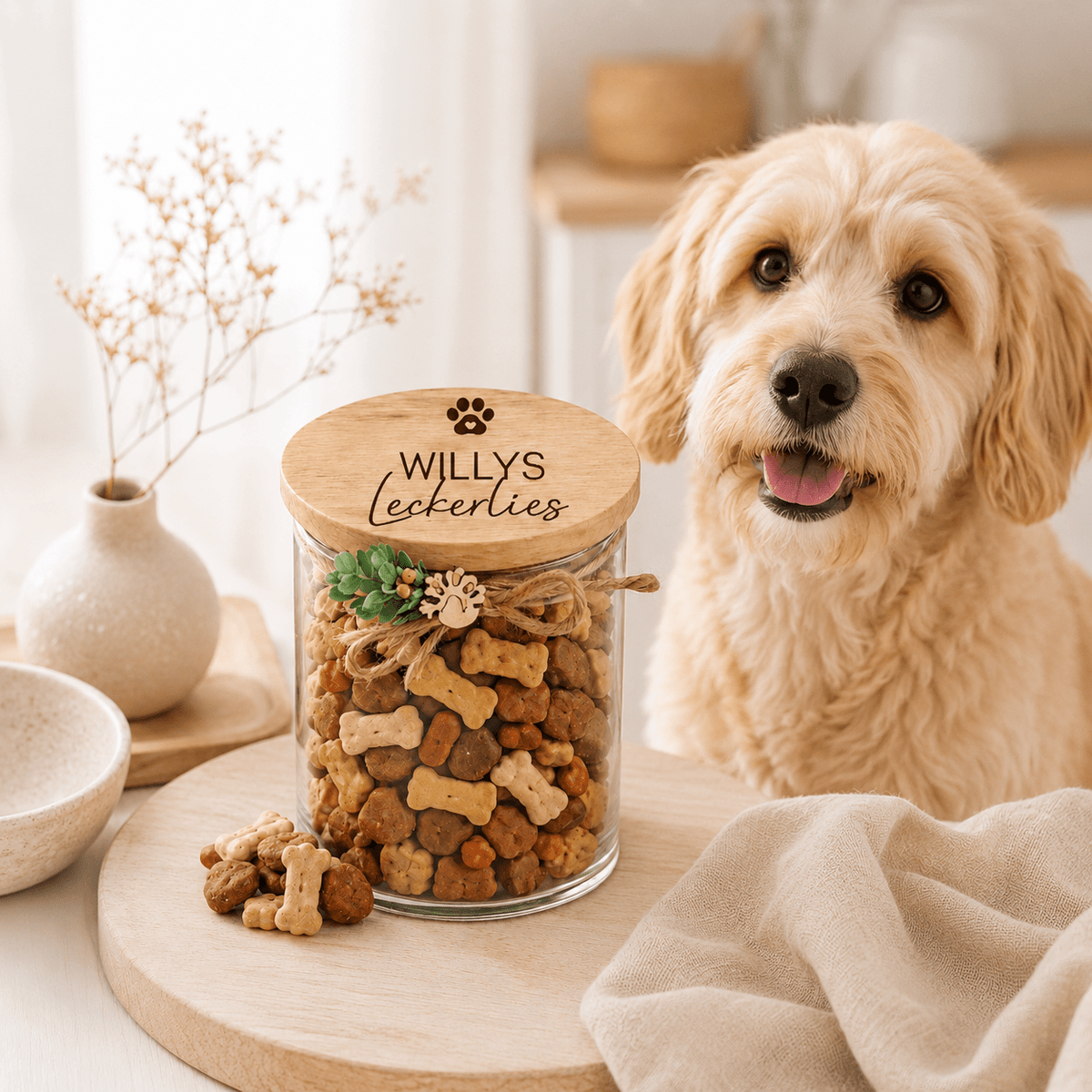 Personalisiertes Leckerli Glas - Hundefutter Aufbewahrung luftdicht - DwieDeko