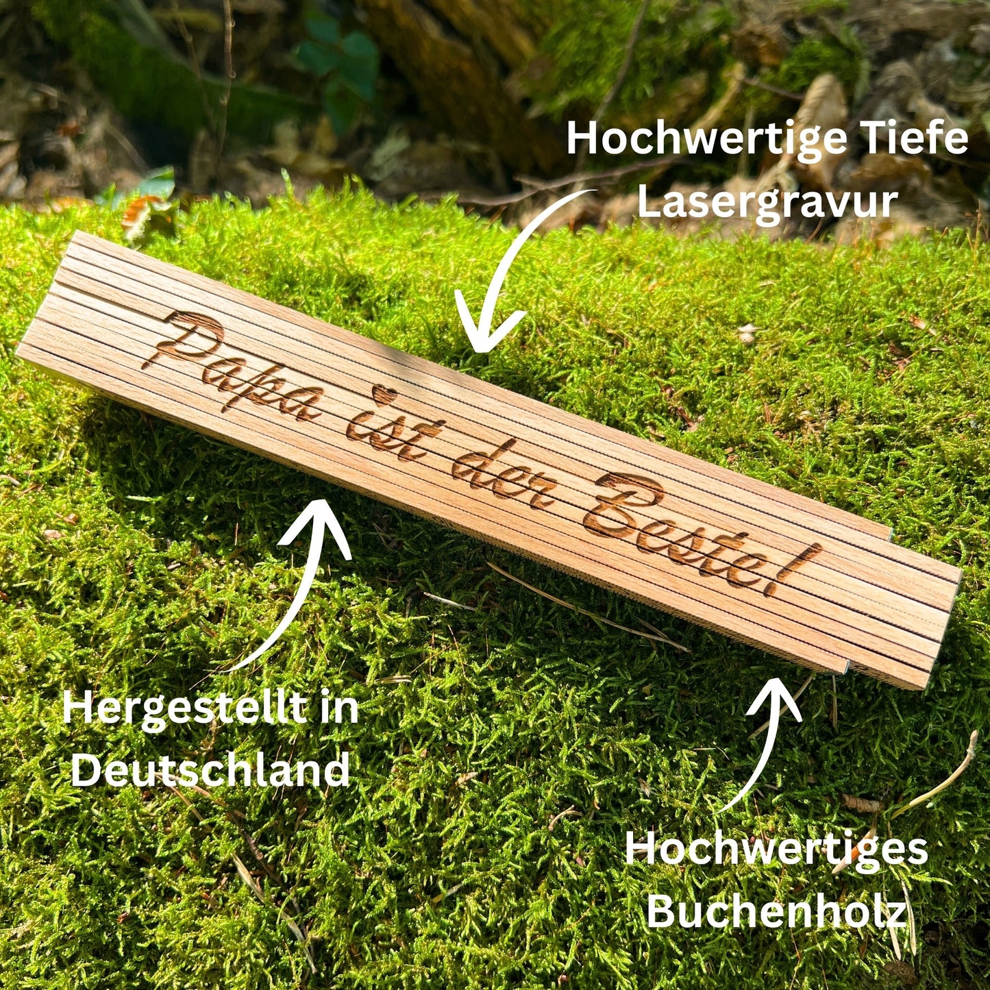 Zollstock personalisiert mit Gravur - Papa ist der Beste ! - DwieDeko