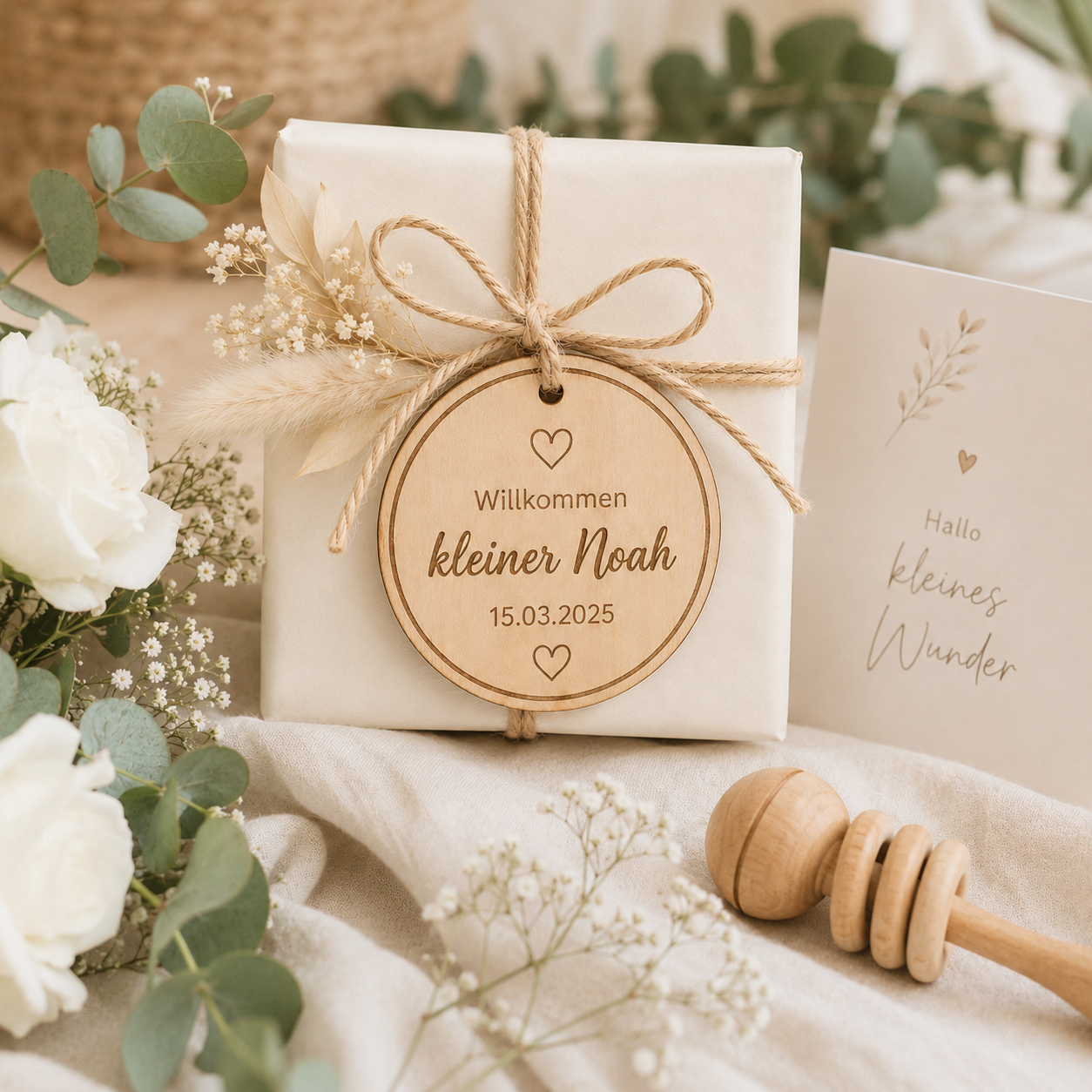 Geschenkanhänger personalisiert aus Holz - zur Geburt & Taufe