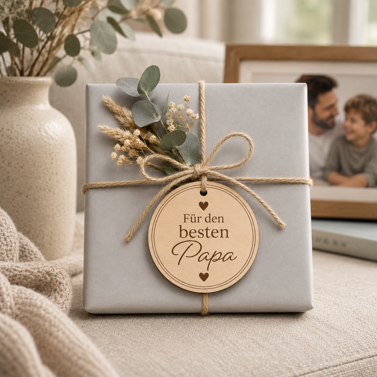 Geschenkanhänger Holz mit Gravur "Für den bester Papa"