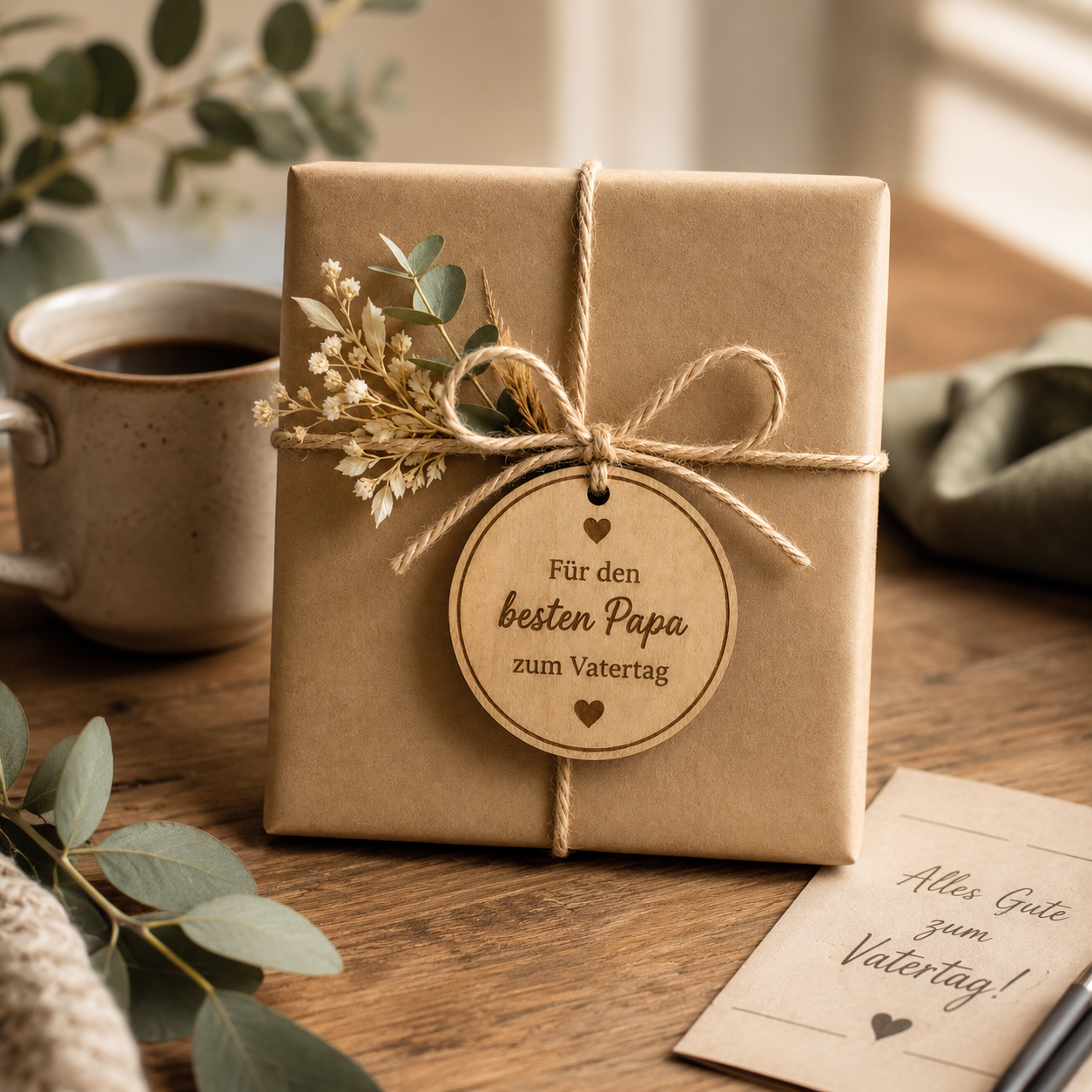 Geschenkanhänger / Holzanhänger mit Gravur - Für den bester Papa zum Vatertag