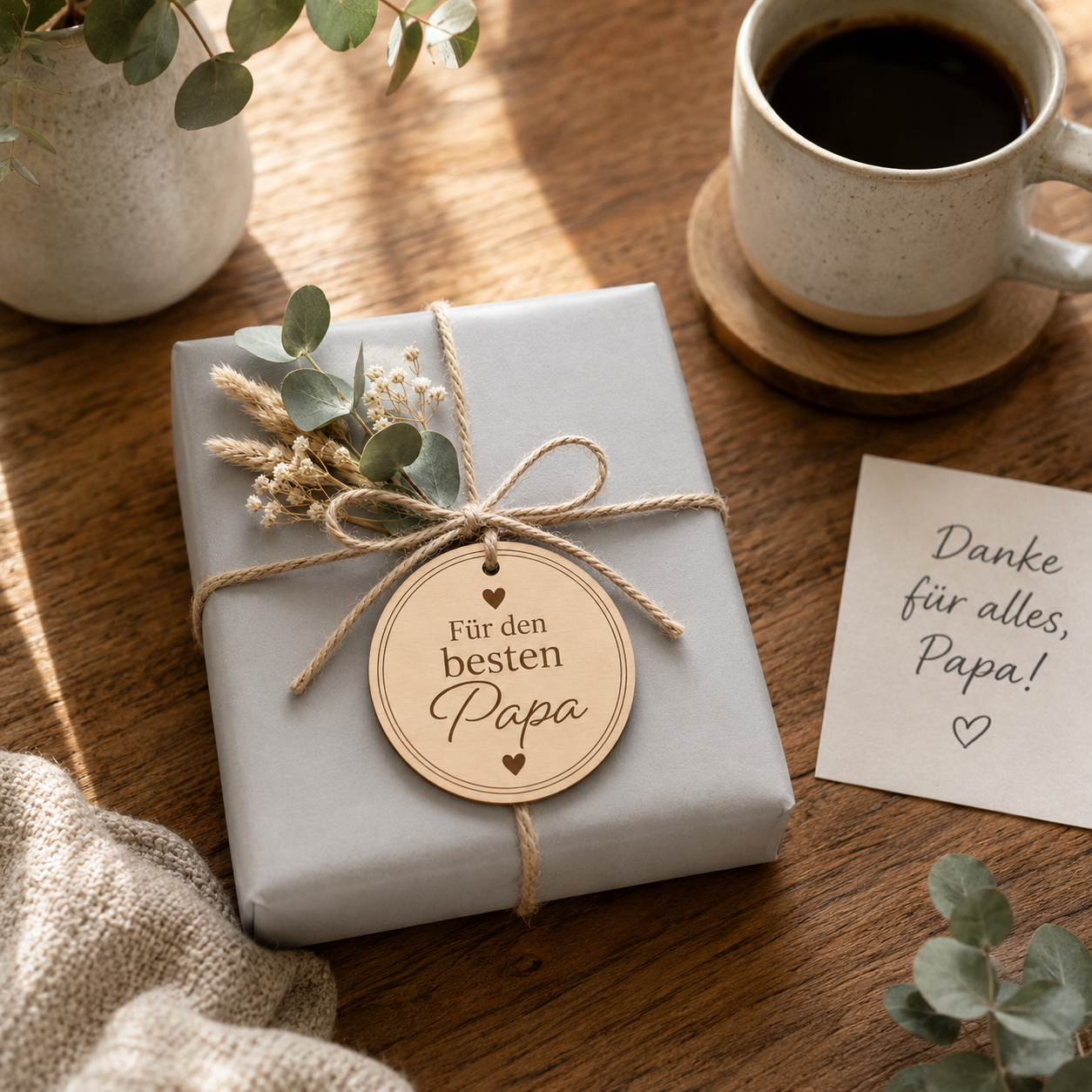 Geschenkanhänger Holz mit Gravur "Für den bester Papa"