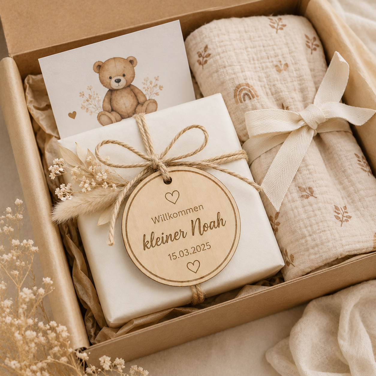 Geschenkanhänger personalisiert aus Holz - zur Geburt & Taufe