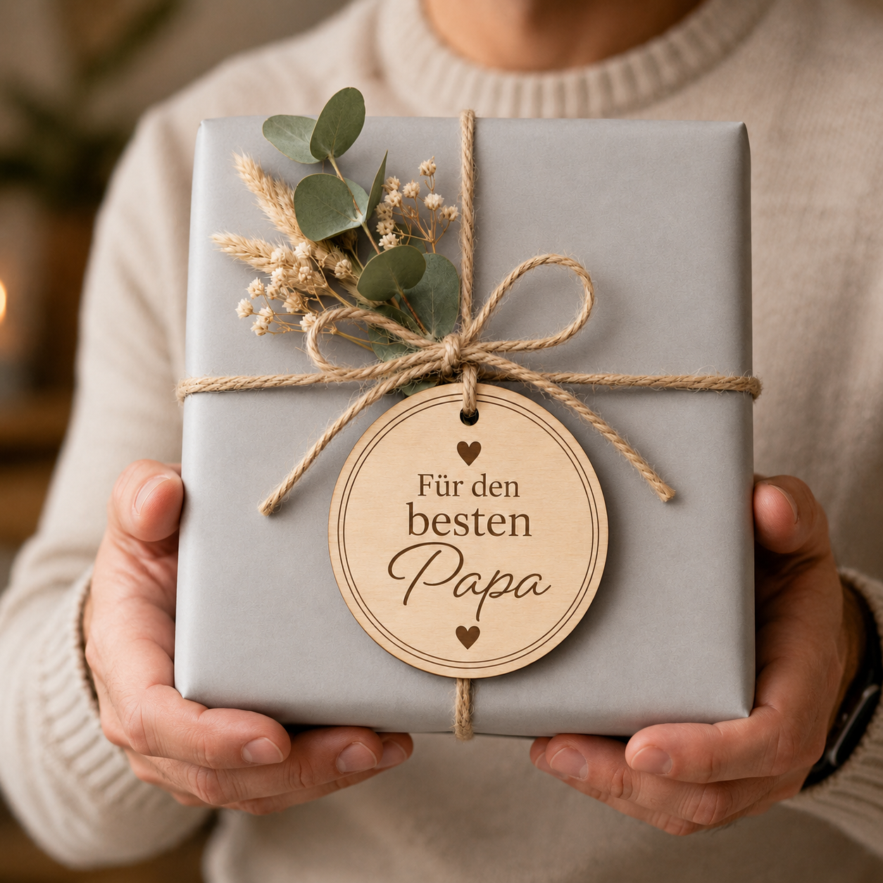 Geschenkanhänger Holz mit Gravur "Für den bester Papa"
