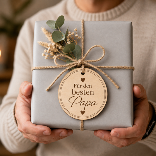 Geschenkanhänger Holz mit Gravur "Für den bester Papa"