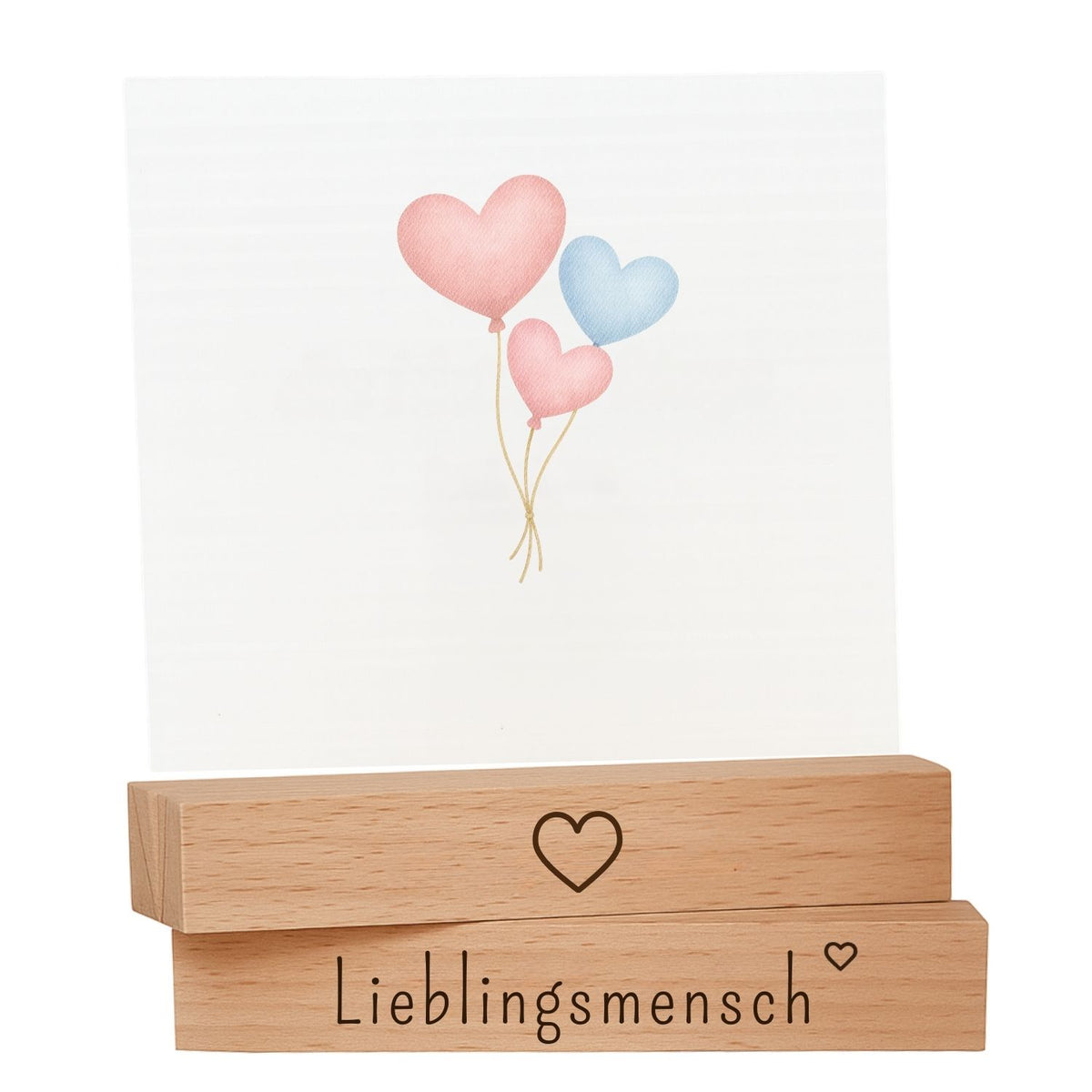 Kartenhalter Holz mit Gravur - Lieblingsmensch - 2er Set