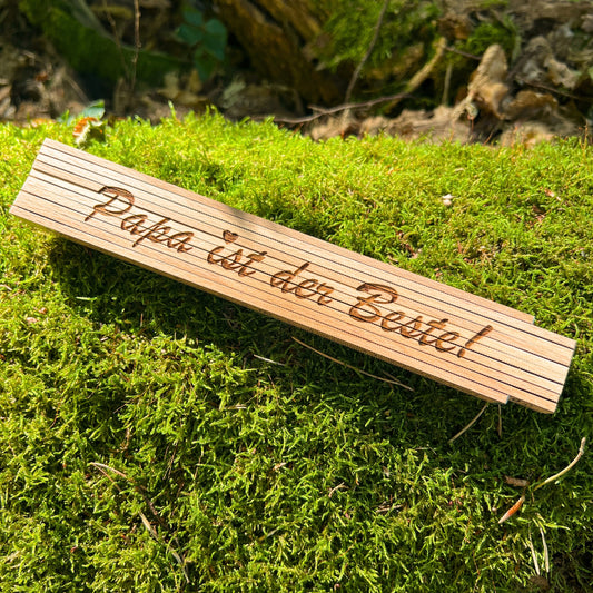 Holz Zollstock mit Gravur Papa ist der Beste, hochwertige Lasergravur, Papa Geschenk, Geschenkidee Vatertag