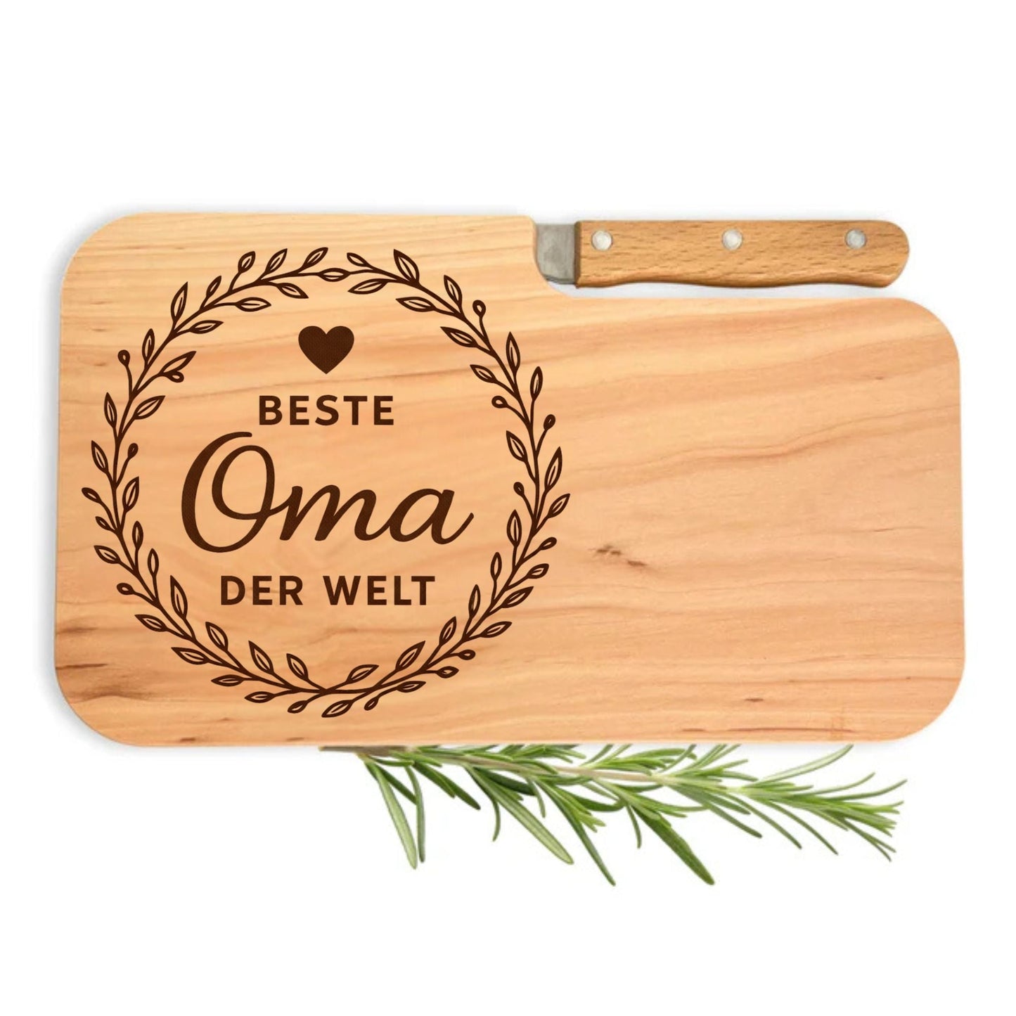 Brotzeitbrett mit Messer und Gravur - Beste Oma der Welt - DwieDeko