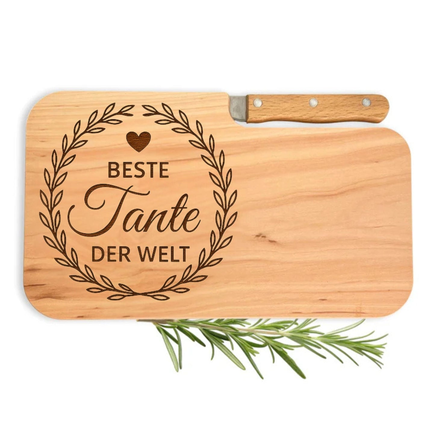 Brotzeitbrett mit Messer und Gravur - Beste Tante der Welt - DwieDeko