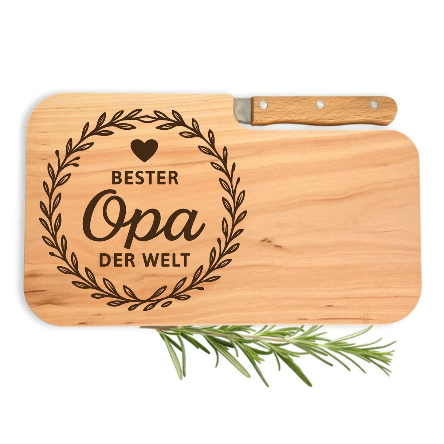 Brotzeitbrett mit Messer und Gravur - Bester Opa der Welt - DwieDeko