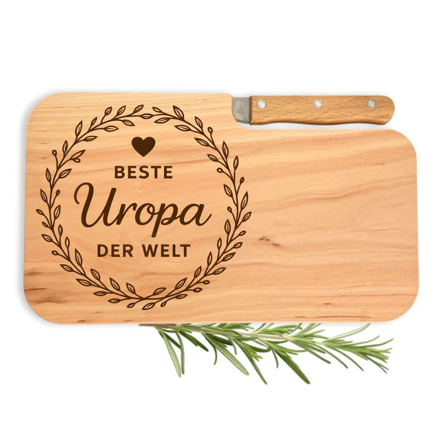 Brotzeitbrett mit Messer und Gravur - Bester Uropa der Welt - DwieDeko