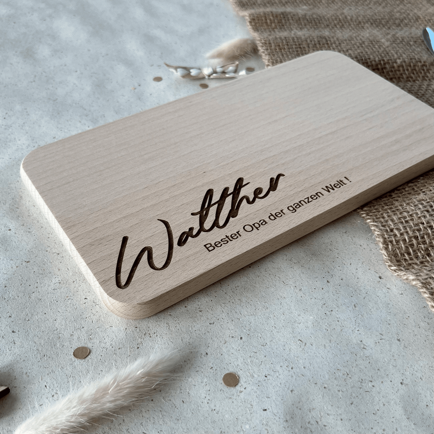 DwieDeko Frühstücksbrett mit Gravur – Geschenk für Opa personalisiert – Bester Opa der Welt