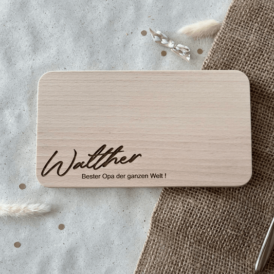 DwieDeko Frühstücksbrett mit Gravur – Geschenk für Opa personalisiert – Bester Opa der Welt