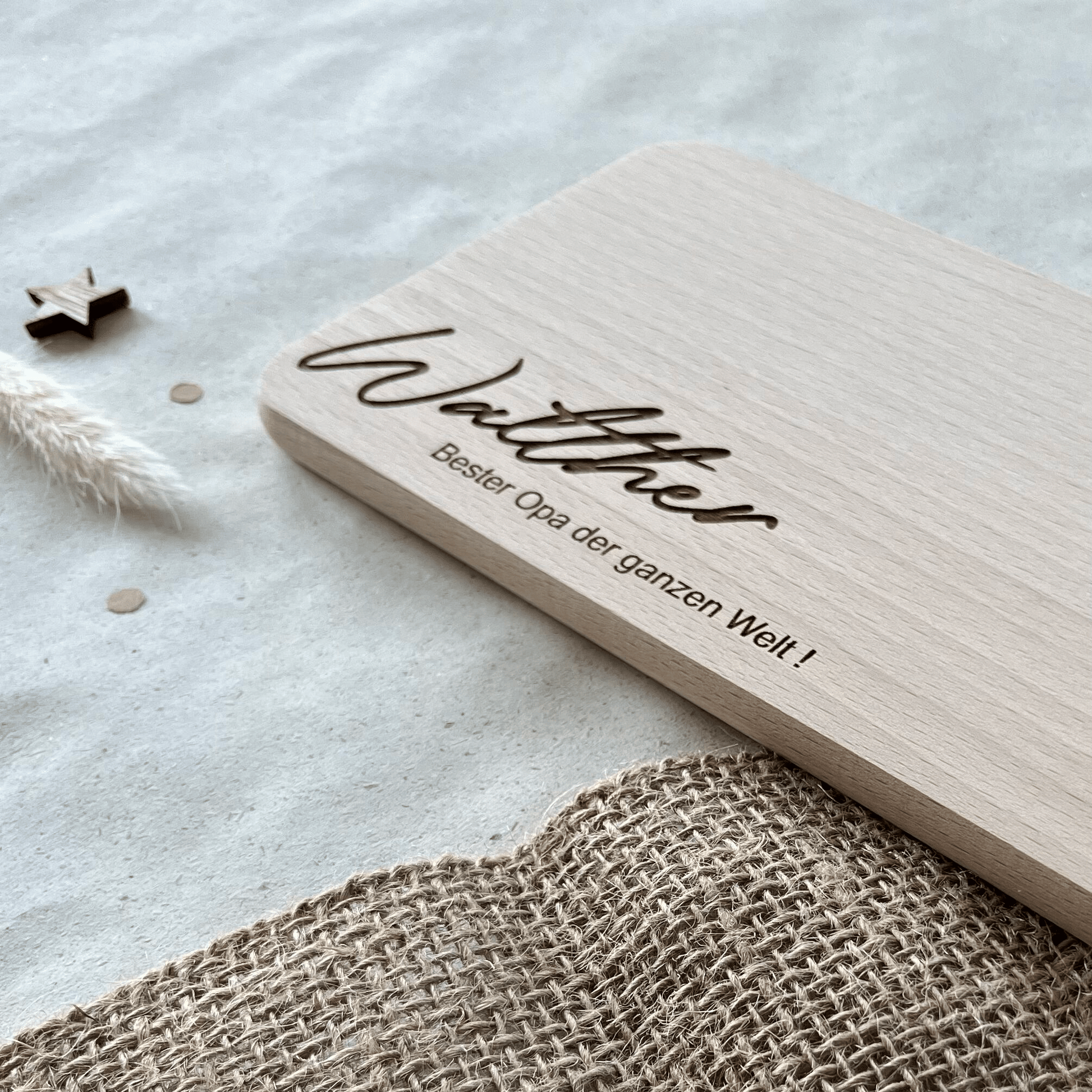 DwieDeko Frühstücksbrett mit Gravur – Geschenk für Opa personalisiert – Bester Opa der Welt